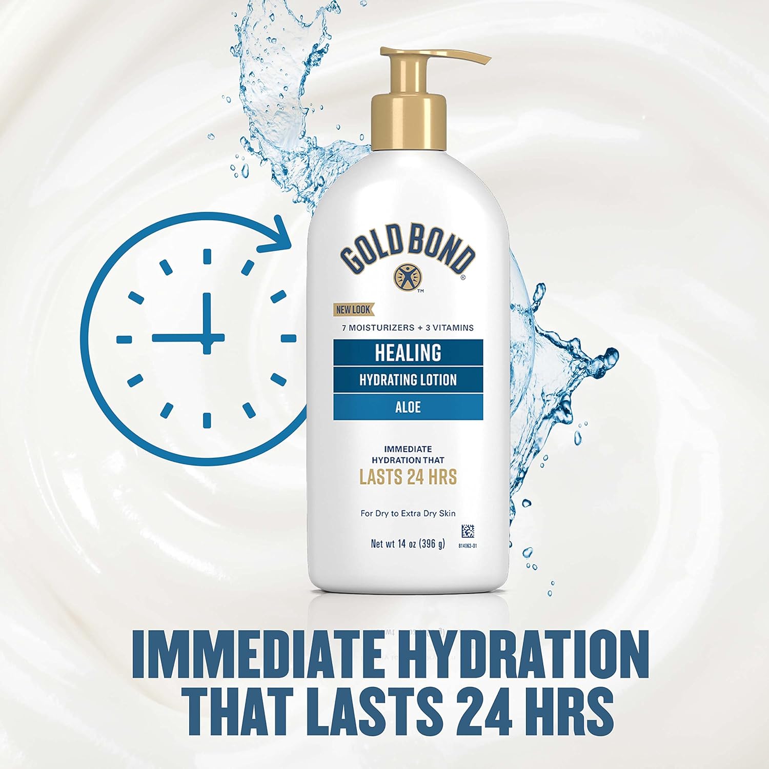 Gold Bond Healing Hydrating Lotion, 14 oz., With Aloe, Moisturizes, Immediate 24-Hour Hydration - 24hrsmart